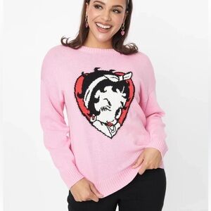 Unique Vintage Pink Graphic Sweater